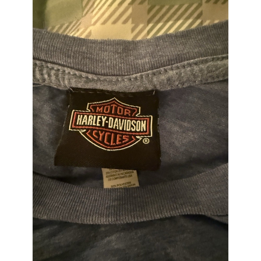 Harley Davidson Blue graphic tshirt size L - Picture 2 of 4
